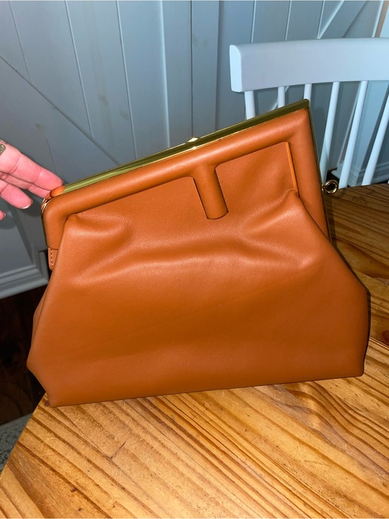 Fendi Handbags - Fendi Shiny Nappa Medium Fendi First Caramello Clutch Bag BROKEN STRAP